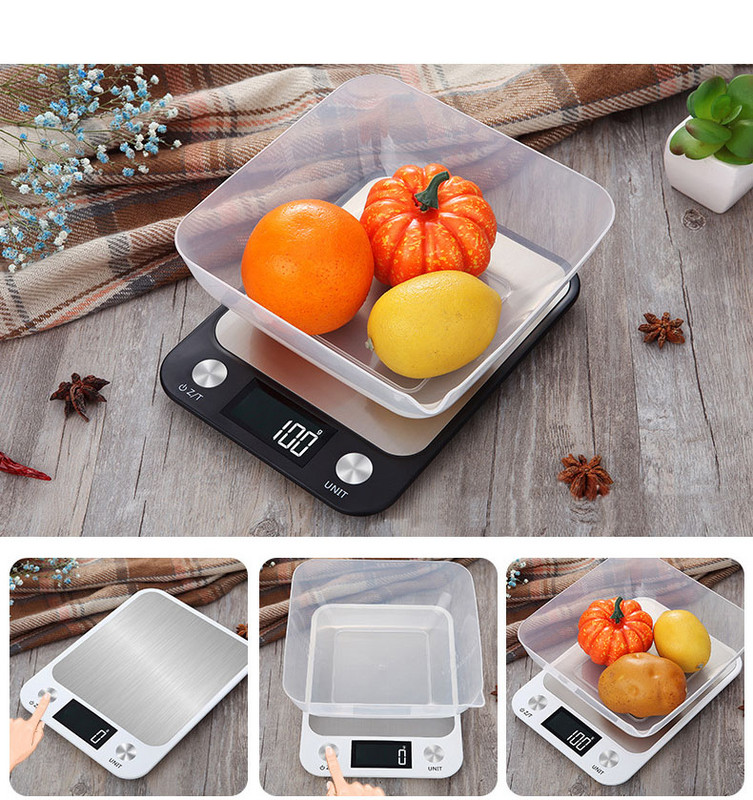 Nova 5 kg LCD digitalna kuhinjska vaga od nehrđajućeg čelika, elektronička džepna vaga za hranu Kuhinjski alati za mjerenje kuhanja