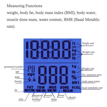 Гореща цифрова везна за телесно тегло Баланс за баня Електронни подови везни Голям HD LCD екран Везна за телесни мазнини 7 Подарък за телесен индекс
