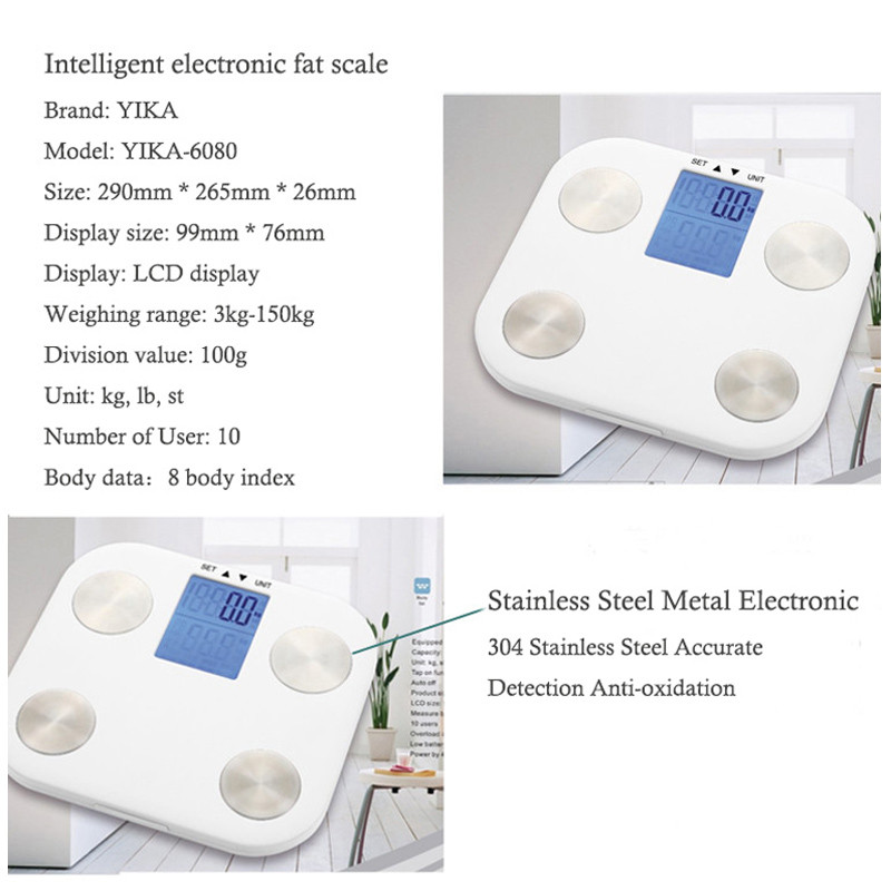 Vruća digitalna vaga za tjelesnu težinu Kupaonska vaga Elektronska podna vaga Veliki HD LCD zaslon Vaga za tjelesnu masnoću 7 Poklon
