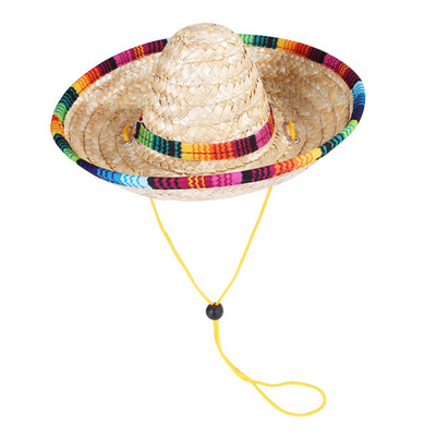 Mehhiko stiilis lemmiklooma kassi koerte tarvikud Mini kutsikate õlgkübar päikesekübar rannapeo õlgkübarad väikestele kassidele koertele naljakad aksessuaarid