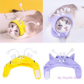 Mājdzīvnieku kostīms jauks multfilmas Monster Bee formas plīša cepure ballītes Cosplay kleitas aksesuāri kaķiem un maza izmēra suņiem