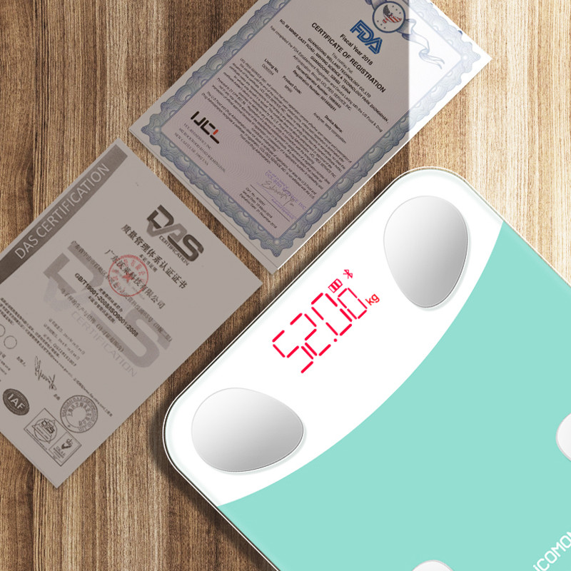 Karstie mini elektroniskie grīdas svari ķermenim, cilvēka vannas istabai, ķermeņa svaram, digitālie viedā weegschaal ios 9.0 Android 4.4, zili rozā