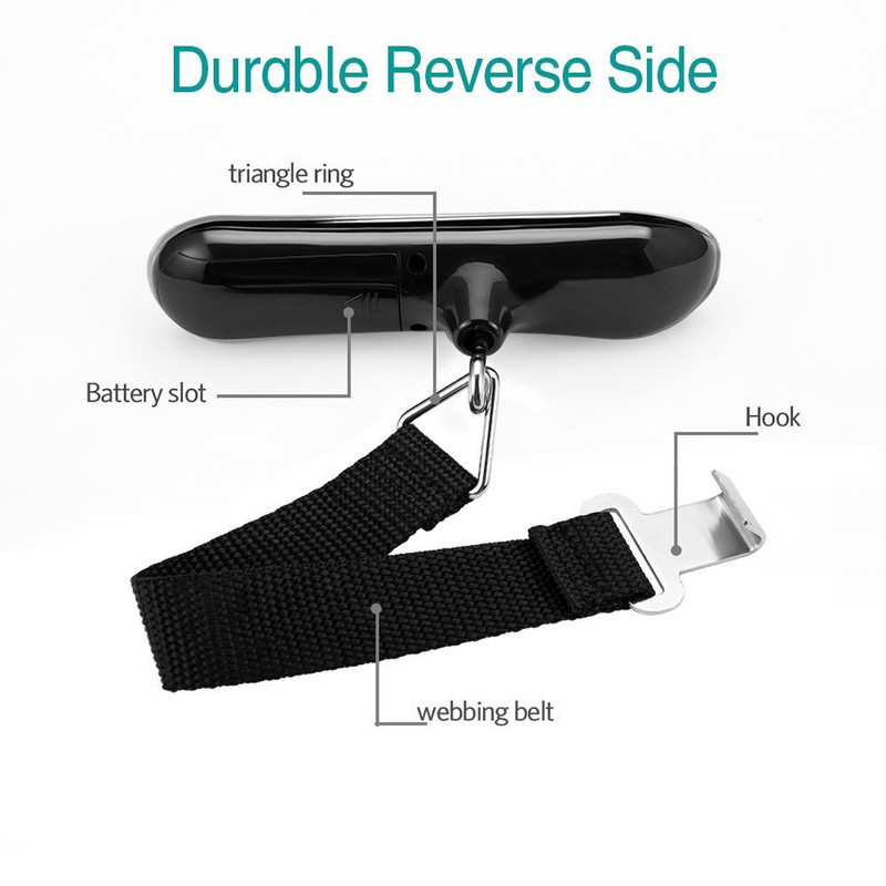 Vaga za prtljagu od 50 kg, elektronička digitalna vaga, udica, težina ribe, mini viseća vaga, džepna, prijenosna uteg LCD zaslon