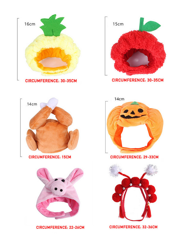 14 veidu jauki mājdzīvnieki cepures foto rekvizīti Dekorācijas ķīniešu stila tīģeris lauva saulespuķu pīle smieklīgi augļi cepures kaķiem aksesuāri