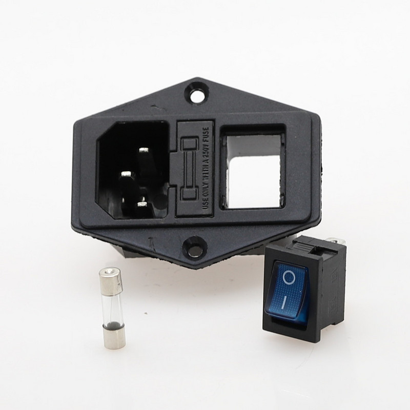 1 set 10A 250V utikač modula ulaznog modula Preklopni prekidač Muška utičnica 3 pina IEC320 C14 prekidač + osigurač Novo