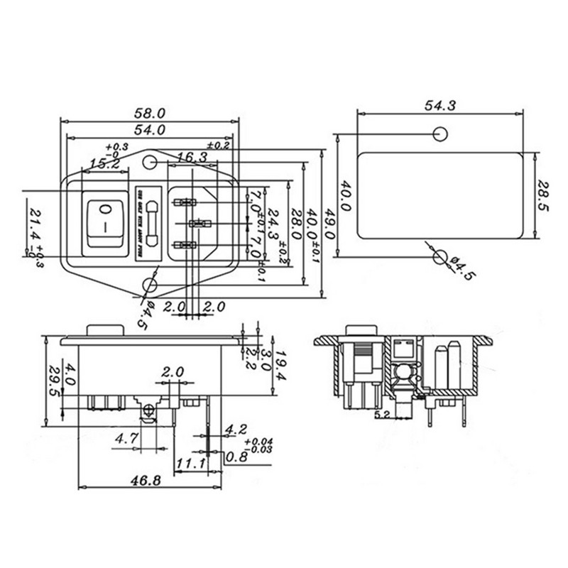 1 set 10A 250V utikač modula ulaznog modula Preklopni prekidač Muška utičnica 3 pina IEC320 C14 prekidač + osigurač Novo