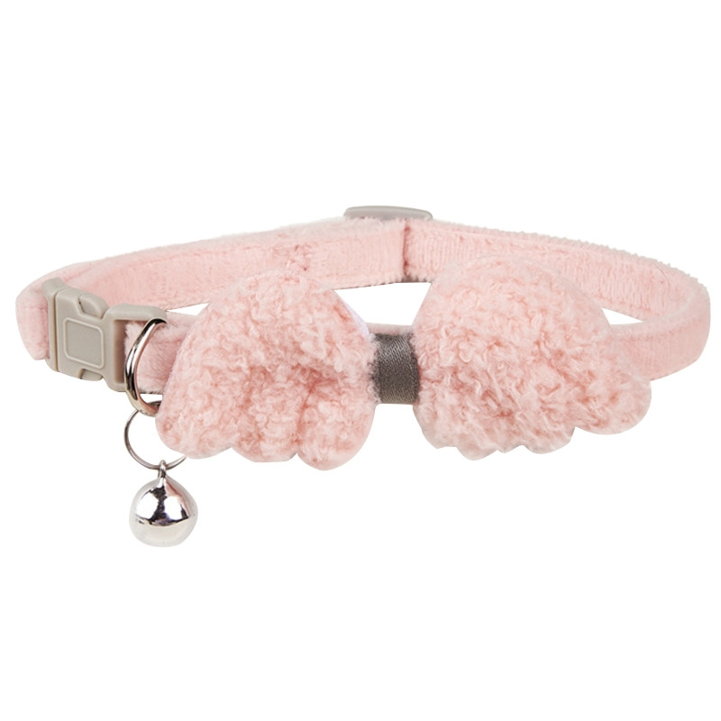 4 krāsas Kaķēnu plīša kaklasiksnas Jauka eņģeļa spārna kaķa kaklasaite ar metāla zvaniņiem Mājdzīvnieku ballīšu kostīmi Kaķi Aksesuāri fotografēšanai