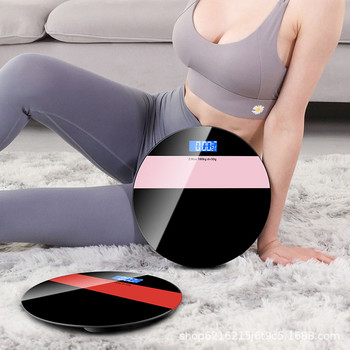 Нови кръгли цифрови подови везни Home Smart Balance Електронна везна за баня Везна за тегло на човешкото тяло Температура Дисплей на батерията