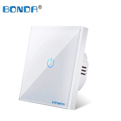 BONDA Touch Switch EU Standard 220V Αδιάβροχο, ανθεκτικό στις γρατσουνιές, κρυστάλλινο γυαλί 1 τρόπος 1/2/3 Διακόπτης αισθητήρα φωτός τοίχου Gang