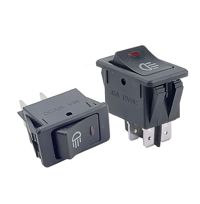 KCD4 svirslēdzis IESLĒGTS-IZSLĒGTS 2 pozīcija 4 kontaktu LED 12V 35A automobiļu uzstādīšanas miglas lukturu slēdzis ar gaismas svirslēdzi