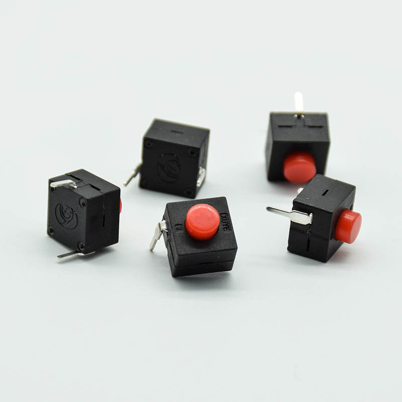 5kom crveni/crni mali mikro prekidač sa samozaključavanjem 8*8*8.4 s 2 stope sa svjetlom za zaključavanje prekidač na dodir gumb prekidač L068-A DC30V1A