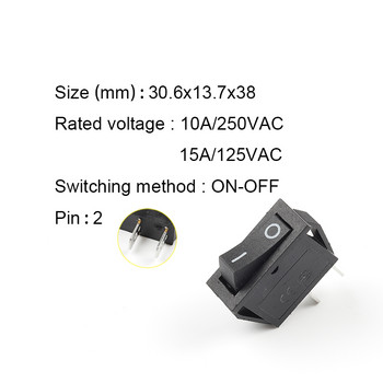 5τμχ KCD3 Rocker Switch ON-OFF 2/3 Pin Ηλεκτρικός εξοπλισμός With Light Power Switch 10A 250V AC 15A 125V AC