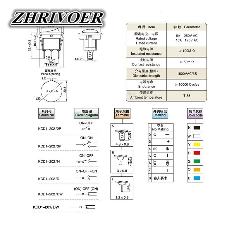 20A 12V 220V veekindel klahvlüliti LED-täppvalgusti autopaadi ümmargune sisse/välja SPST lüliti