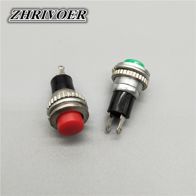 6Pcs 10mm DS-316 Samoresetirajući prekidač s gumbom Trenutni 1A/125VAC 2PIN 6 boja