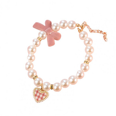 Apburoša mājdzīvnieku apkakles dekoratīvā fotogrāfija dāvana suņa kaķēna rotaslietas ar pērļu kakla siksnu