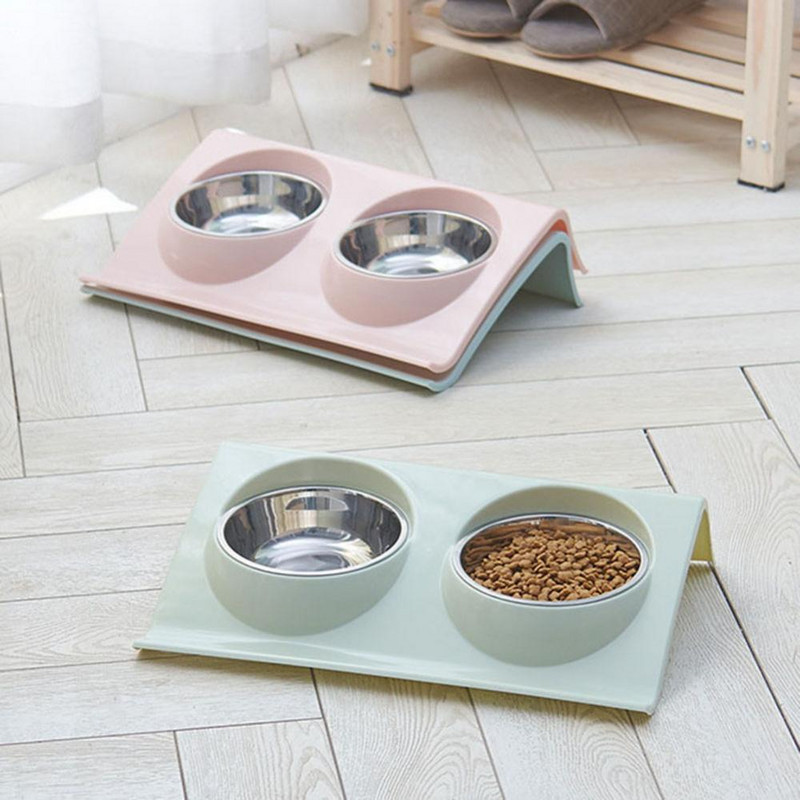 Dvostruki dizajn zdjelice od nehrđajućeg čelika za pse, mačke, štenad, hrana, posuda za vodu, pribor za kućne ljubimce, kreativna mala zdjelica za pse, dodaci za zdjelice za mačke