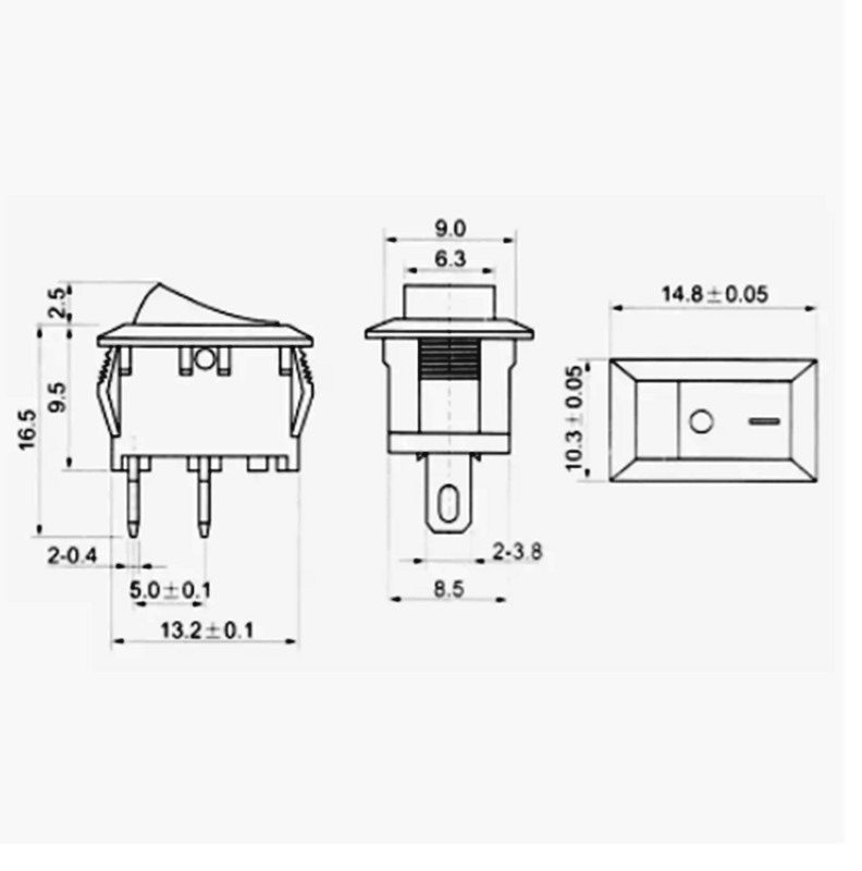 Mini preklopni prekidač od 10 komada, KCD1 3A 250VAC/6A 125VAC, 10*15mm, 2PIN, 2 položaja, UKLJ/ISKLJUČ, Kamion s upravljačkom pločom za automobil, električna oprema
