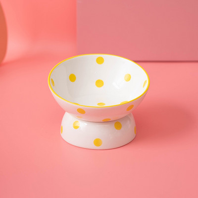 Kaķu keramikas bļoda paaugstināta maza kucēna suņu barība ūdens barotava mājdzīvnieku dzeršana ēšana barošanas piederumi viegli tīrāmi mugurkaula aizsardzība