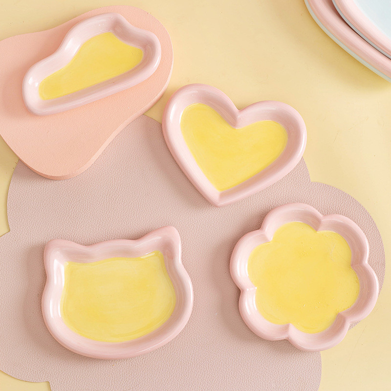 Keramička zdjelica za hranu za mačke, psiće, keramičke konzerve, tanjur za jelo Mali ljubimac, slatki ručno oslikani zalogaj, hranilice za hranjenje