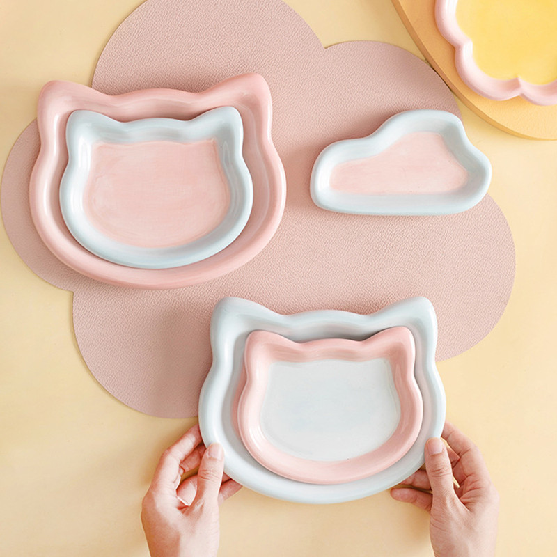 Keramička zdjelica za hranu za mačke, psiće, keramičke konzerve, tanjur za jelo Mali ljubimac, slatki ručno oslikani zalogaj, hranilice za hranjenje