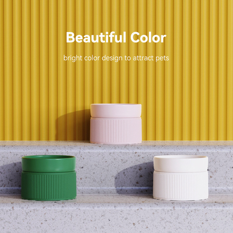 Kassi keraamiline toiduveekauss alusega Väikesed koerad Kõrgendatud Joomine Söötmiskausid Lemmikloomade ümberminekuvastased söötjad