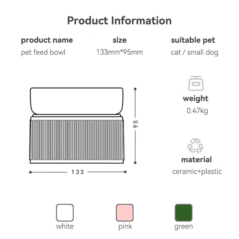 Kassi keraamiline toiduveekauss alusega Väikesed koerad Kõrgendatud Joomine Söötmiskausid Lemmikloomade ümberminekuvastased söötjad