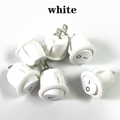 6kom Okrugli preklopni prekidači promjera 20 mm crni mini okrugli crno bijeli crveni 2 pinski ON-OFF preklopni prekidač KCD1-105