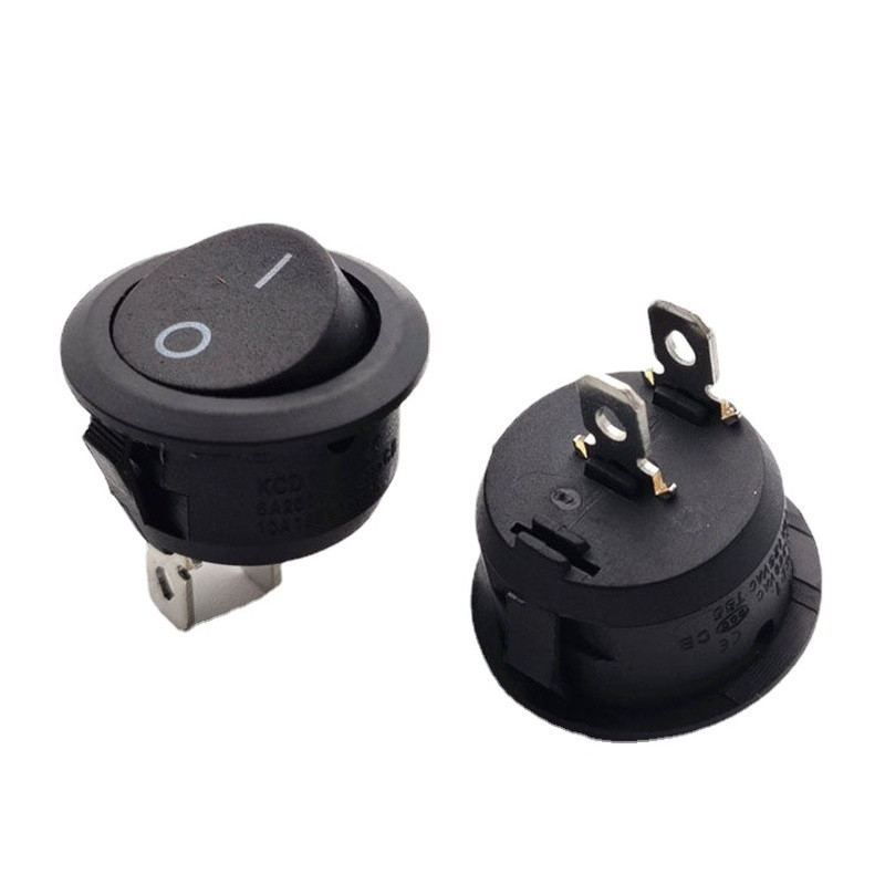 6kom Okrugli preklopni prekidači promjera 20 mm crni mini okrugli crno bijeli crveni 2 pinski ON-OFF preklopni prekidač KCD1-105