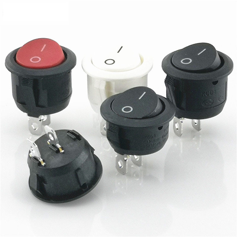 6kom Okrugli preklopni prekidači promjera 20 mm crni mini okrugli crno bijeli crveni 2 pinski ON-OFF preklopni prekidač KCD1-105