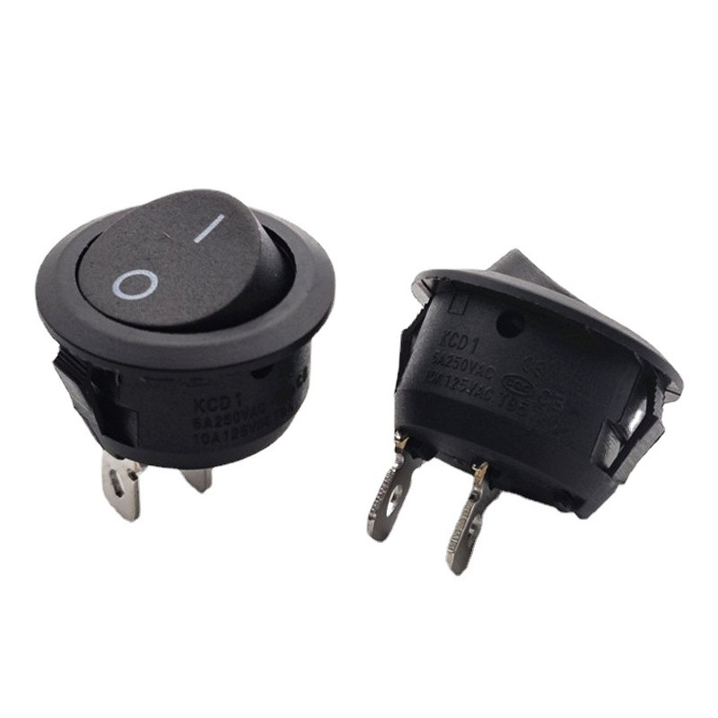 6kom Okrugli preklopni prekidači promjera 20 mm crni mini okrugli crno bijeli crveni 2 pinski ON-OFF preklopni prekidač KCD1-105