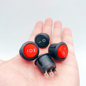 5 TK ümmargune must KCD1 punane 3 kontaktiga SPST 3 asend ON-OFF-ON 2 asend ON-OFF klahvpaadi lüliti 6A 220V 10A 125V NO LED 20mm