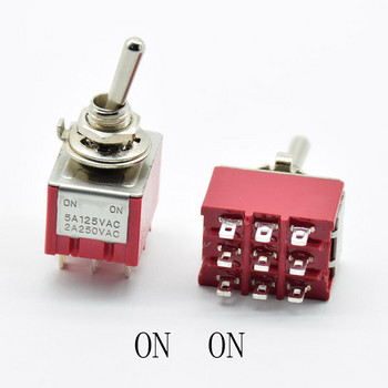 1 PC ΝΕΟ Κόκκινο 9 ακίδες ON-OFF-ON/ON ON 3/2 Θέση Mini Toggle Switch AC 5A/125V 2A/250V With Solder Terminal αδιάβροχο