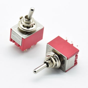 1 PC ΝΕΟ Κόκκινο 9 ακίδες ON-OFF-ON/ON ON 3/2 Θέση Mini Toggle Switch AC 5A/125V 2A/250V With Solder Terminal αδιάβροχο