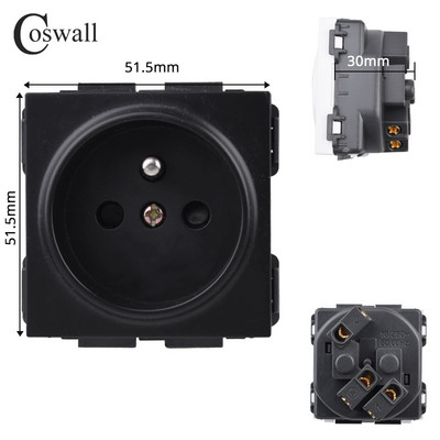 COSWALL Black Matt PC Panel Zigbee 3.0 Tuya Prekidač za uključivanje/isključivanje i prekidač za scenu s normalnom EU utičnicom USB punjač TV RJ45 moduli DIY