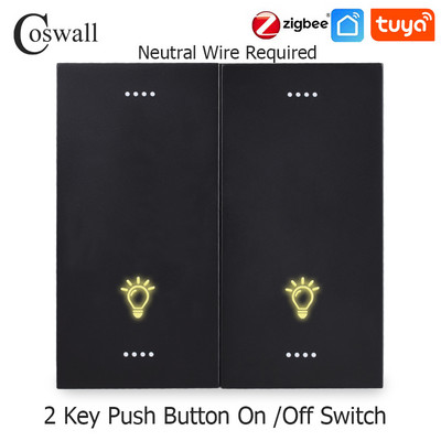 COSWALL Black Matt PC Panel Zigbee 3.0 Tuya Prekidač za uključivanje/isključivanje i prekidač za scenu s normalnom EU utičnicom USB punjač TV RJ45 moduli DIY