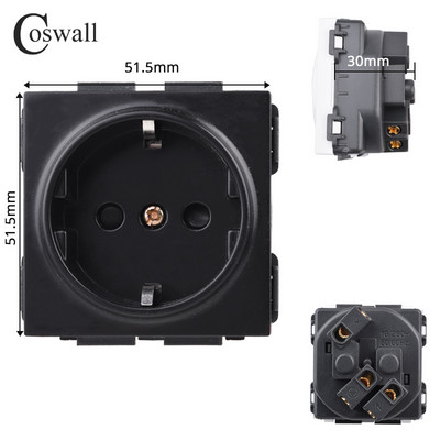COSWALL Black Matt PC Panel Zigbee 3.0 Tuya Prekidač za uključivanje/isključivanje i prekidač za scenu s normalnom EU utičnicom USB punjač TV RJ45 moduli DIY