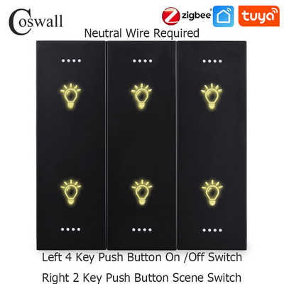COSWALL Black Matt PC Panel Zigbee 3.0 Tuya Prekidač za uključivanje/isključivanje i prekidač za scenu s normalnom EU utičnicom USB punjač TV RJ45 moduli DIY