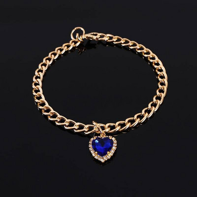 Kaķu rotaslietas, kristāla un mīlestības kulonu aksesuāri Gatos mājdzīvnieku apkakles modes svētku ballīte zelta krāsā Ķēde kucēniem, suņiem piederumi