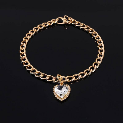 Kaķu rotaslietas, kristāla un mīlestības kulonu aksesuāri Gatos mājdzīvnieku apkakles modes svētku ballīte zelta krāsā Ķēde kucēniem, suņiem piederumi