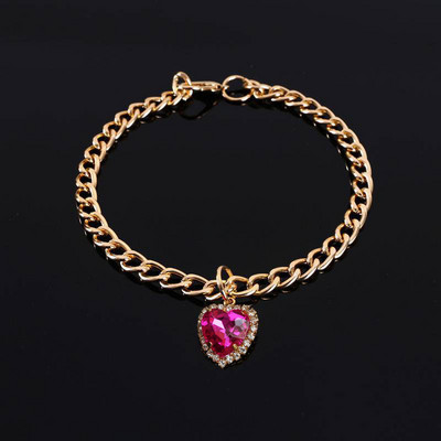 Kaķu rotaslietas, kristāla un mīlestības kulonu aksesuāri Gatos mājdzīvnieku apkakles modes svētku ballīte zelta krāsā Ķēde kucēniem, suņiem piederumi