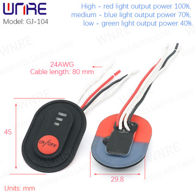 Silikona spiedpogas slēdzis Apsildāmas Vestes Bikses Cimdi Elektriskā apsilde jostas temperatūras regulators Reostata slēdzis, tips c
