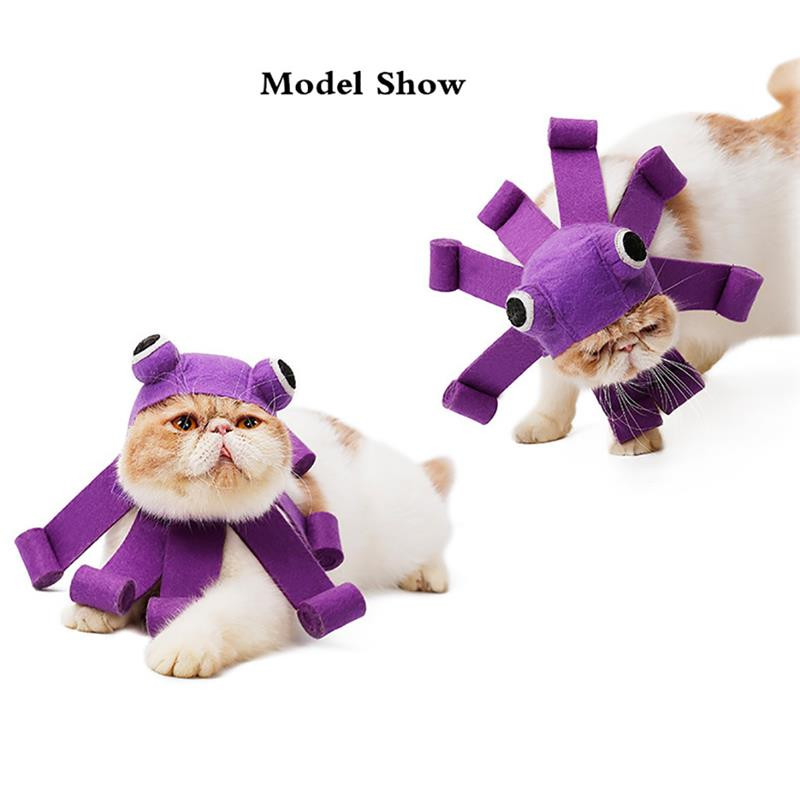 1 tk Naljakas Cosplay Lemmiklooma Koera Kassi Müts Kostüüm Soe kaheksajalg Mane Parukas Müts kassipojale Halloweeni riietumiseks Peakatted Aksessuaarid