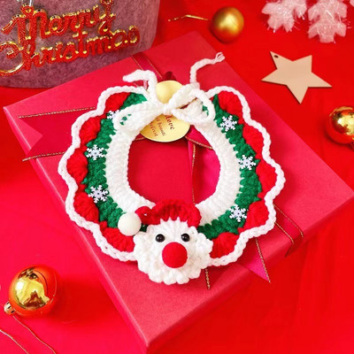 Jõulud koerakass unikaalsed keebid Roheline kaelakee Jõuluvana Müts Lemmikloom Bandana Kassipoeg Kaunistus Hooldus Aksessuaarid Käsitsi kootud asjad