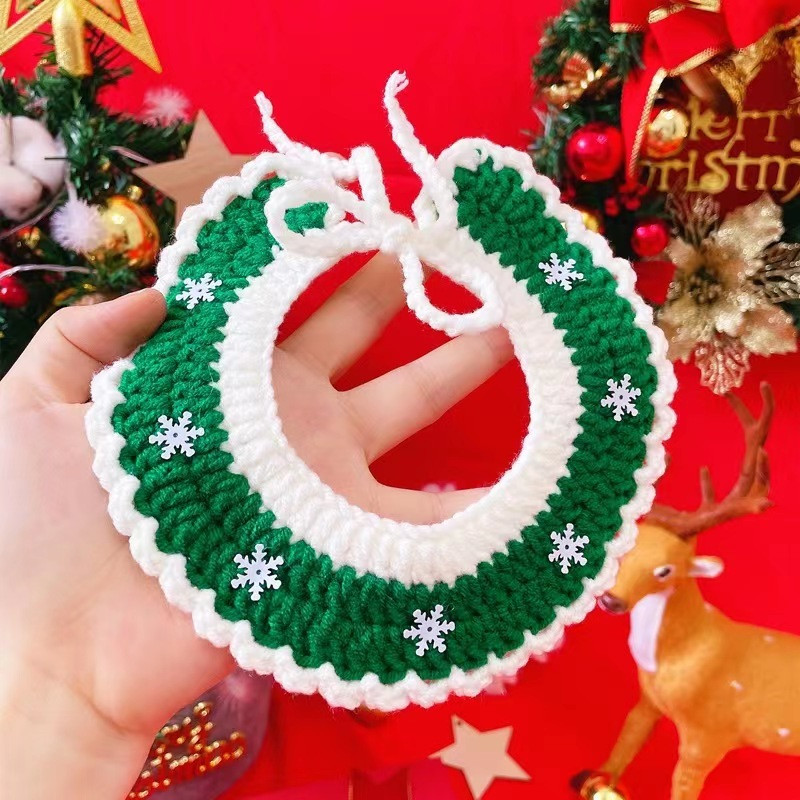 Jõulud koerakass unikaalsed keebid Roheline kaelakee Jõuluvana Müts Lemmikloom Bandana Kassipoeg Kaunistus Hooldus Aksessuaarid Käsitsi kootud asjad