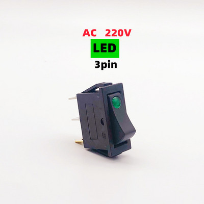 1/5gab 3-pin svirpogas slēdzis KCD3 ON-OFF 2. pārnesuma pozīcija mini kaķacs ar LED AC 16A 250V vara pēdas/sudraba kontakti