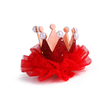 1бр. Шапка за рожден ден на домашен любимец Princess Crown Pearl Headdress Фиби за коса Котка Куче Headdress Ненаранена коса Аксесоари за кучета Грижа за домашни любимци