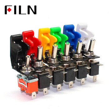 FILN Κουνιστή διακόπτη Auto Car Boat Truck Illuminated Led Toggle Switch with Safety Aircraft Flip Up Cover Guard 12V20A ASW-07D