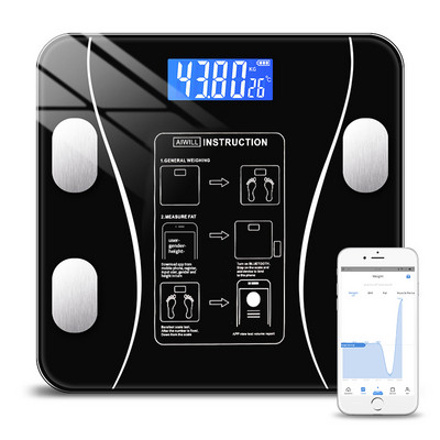 Smart Body Fat Scale Connection Bluetooth Elektronska vaga za težinu Analizator sastava tijela Bascula Digitalna podna vaga za kupaonicu