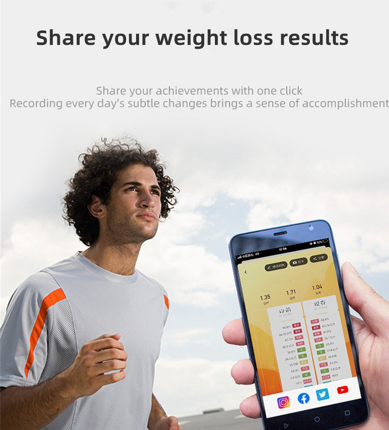 Smart Body Fat Scale Connection Bluetooth Elektronska vaga za težinu Analizator sastava tijela Bascula Digitalna podna vaga za kupaonicu