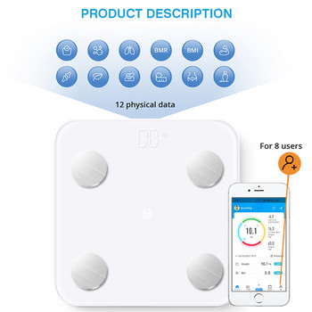 Везни за баня Интелигентна електронна везна LED цифрова Bluetooth Подова везна за тяло Анализатор за баланс на състава на тялото